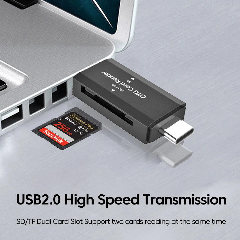 Card reader compatible with both USB-A and USB-C.