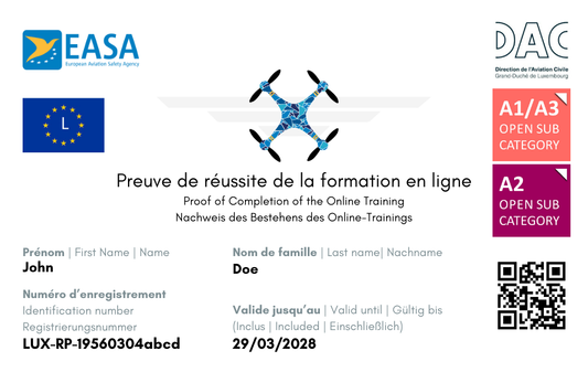 The EASA ID card for certificates issued in Luxembourg.