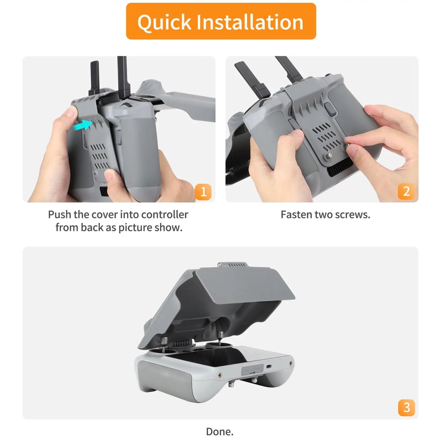 The sun cover for DJI controller is easy to install.