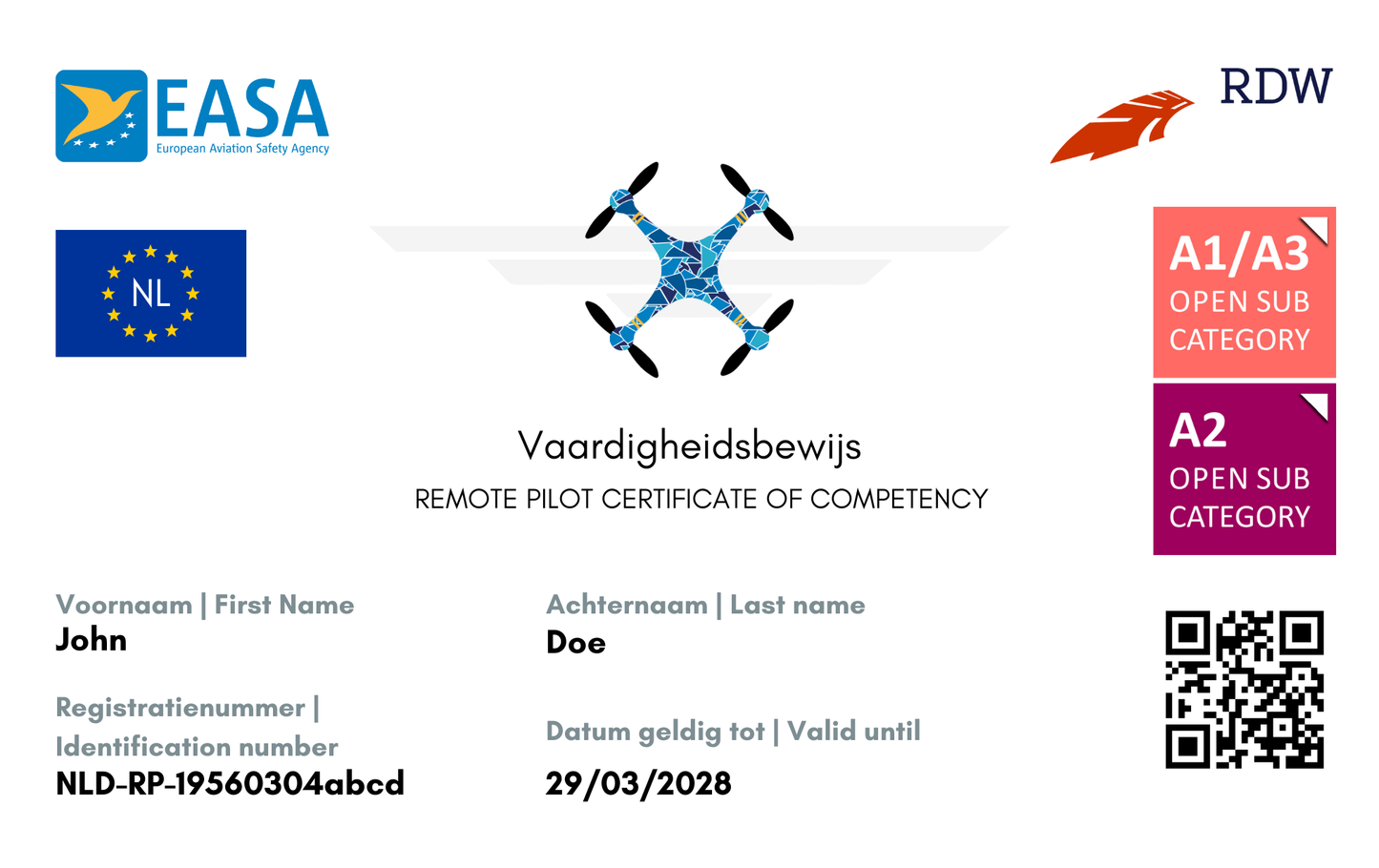 EASA Drone Pilot ID Card