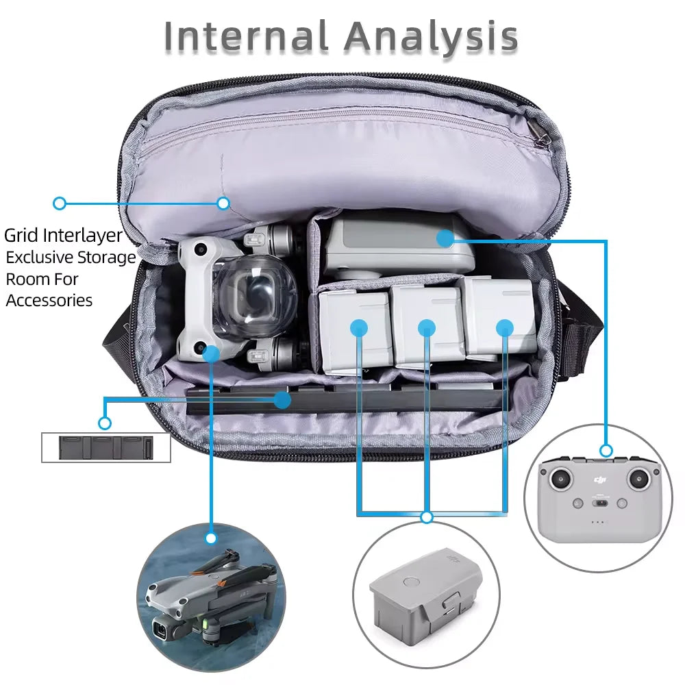 The inside look into the shoulder bag for drones.