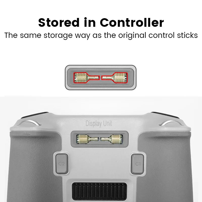 The thumbsticks can me stored the same way as the original.